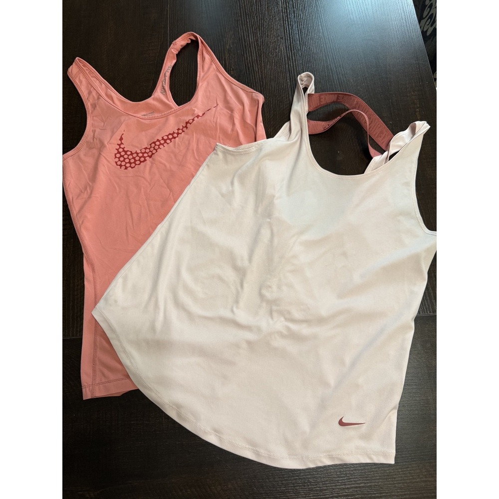 2 Nike Womens Athletic Tank Tops Pink Nike Pro Dri-Fit Racerback Bundle Size M